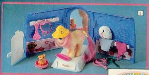 Blue and white stable