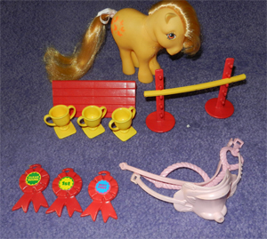 Gymkhana
          playset with jumps, rosettes and pony