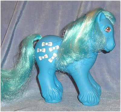 Adult blue
          pony with bows symbol